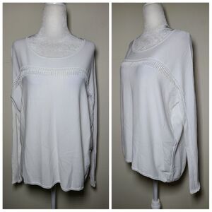 NWT|Maje White Long Sleeve Scoop Neck Top, 2